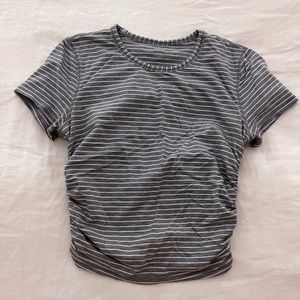 Lululemon Athletica Grey White Stripe Crop Top